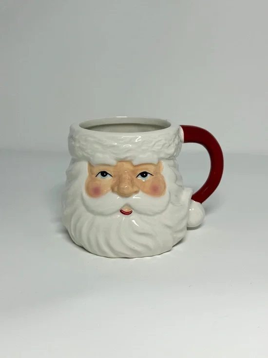 Sur la Table retro Santa Face Ceramic Coffee Cocoa Cup Mug holiday Christmas
