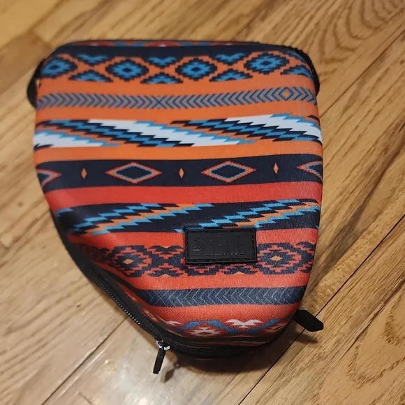 Orange & Blue Patterned Camera Case with Zip Closure
