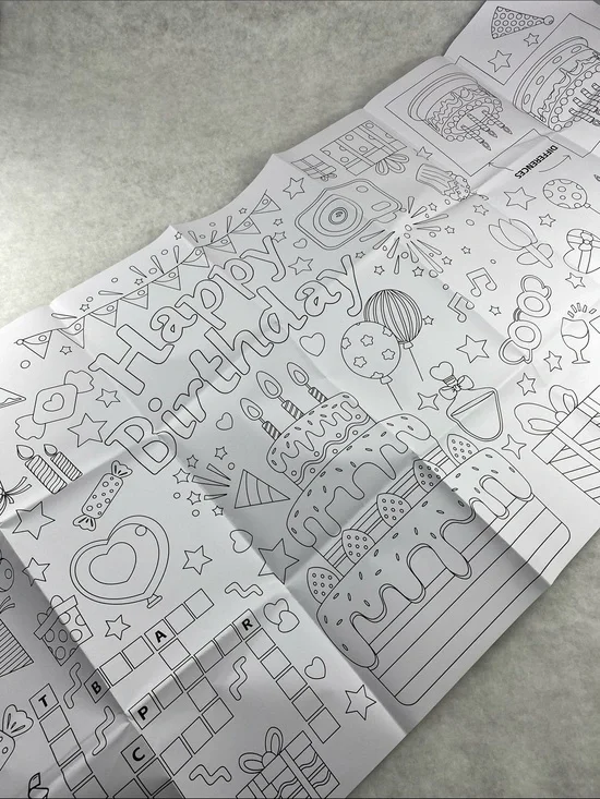 Blank Happy Birthday Coloring floor Poster - Large Party Backdrop