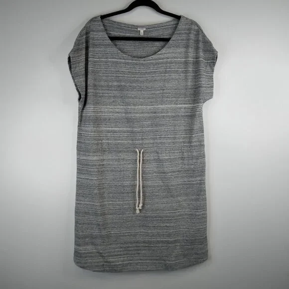 J. Crew Gray Drawstring Cord Waistband Cover Up Cotton Dress Size L
