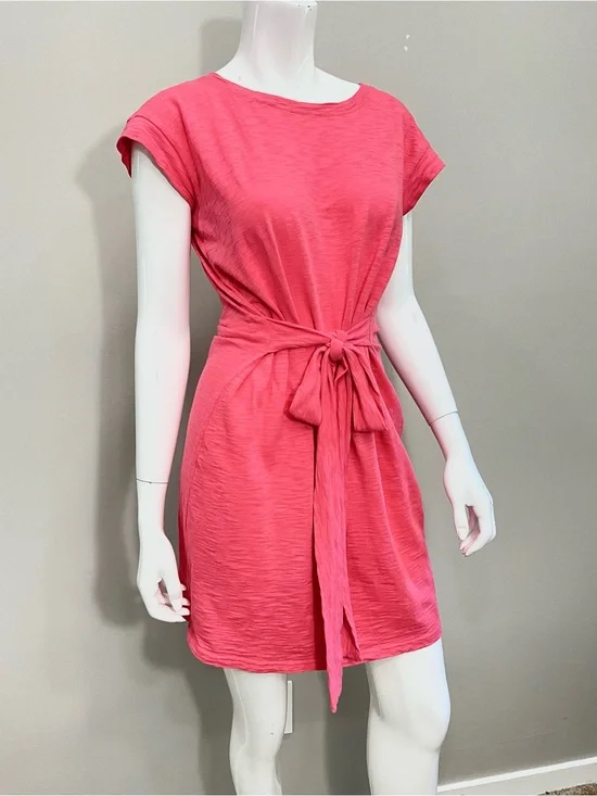 J. CREW Coral Pink Tie Waist Mini Dress Size S Casual Chic Summer