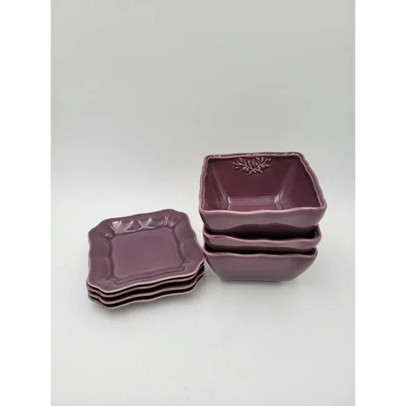 Sur La Table Purple Square 3 Bowls & 4 Small Plates Olive Design Portugal