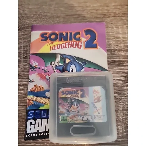 USED SEGA SONIC 2 GAME GEAR WITH CASE‎ & INSTRUCTION MANUAL
