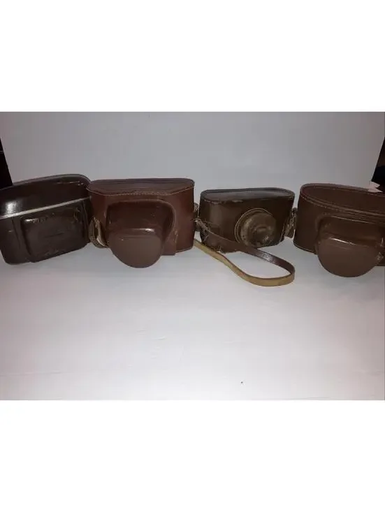 Lot Of 4 Vintage Brown Leather Camera Cases “LOOK”