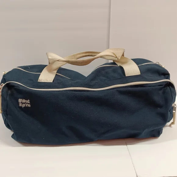 Vintage West Marine Navy/White Nylon Sailing Duffle Bag
