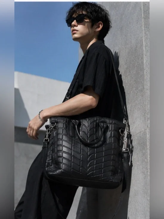 Alexander Wang Oversized Embossed Leather Architectural Techwear Shoulder Bag