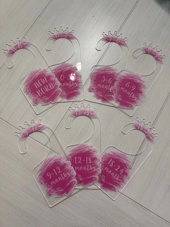 Baby Closet Size Dividers - Pink Crown Monthly Milestone Hangers