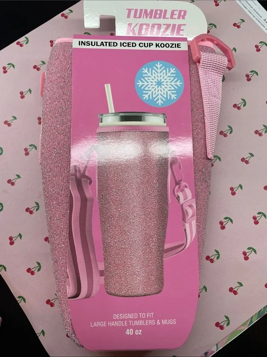 Insulated Tumbler Koozie - Pink Glitter