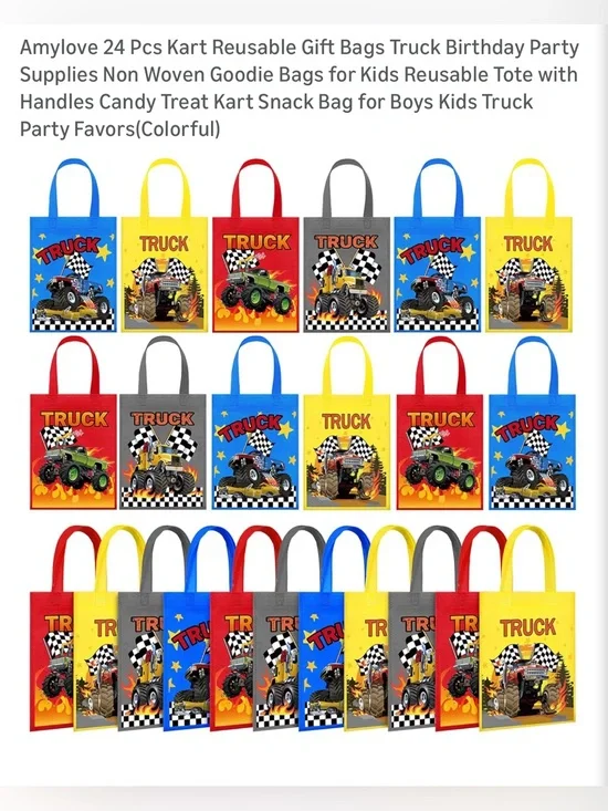 Monster Truck Gift/ Party Favor Bags 🏁
