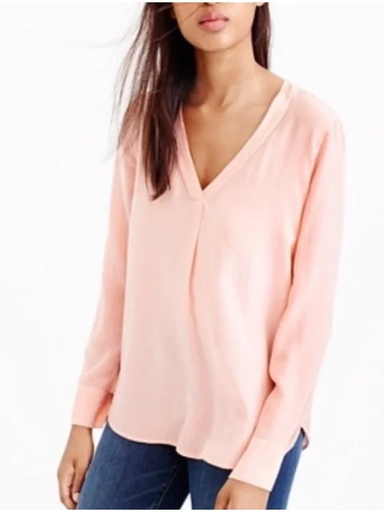 J. Crew 100% Silk V-neck Blouse Dusty Petal Size 6