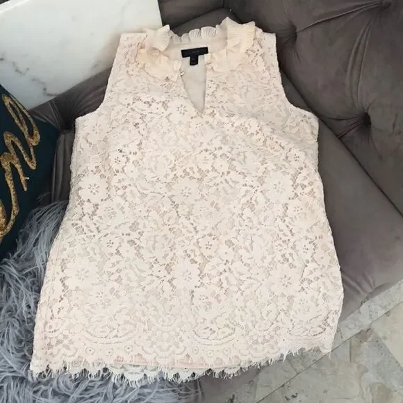 J.crew cream colored lace top sz tall XS