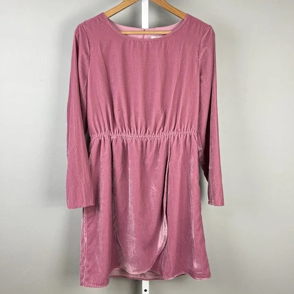 J. Crew Factory Velvet Tulip Hem Dress Womens‎ Size 10 Mauve Pink