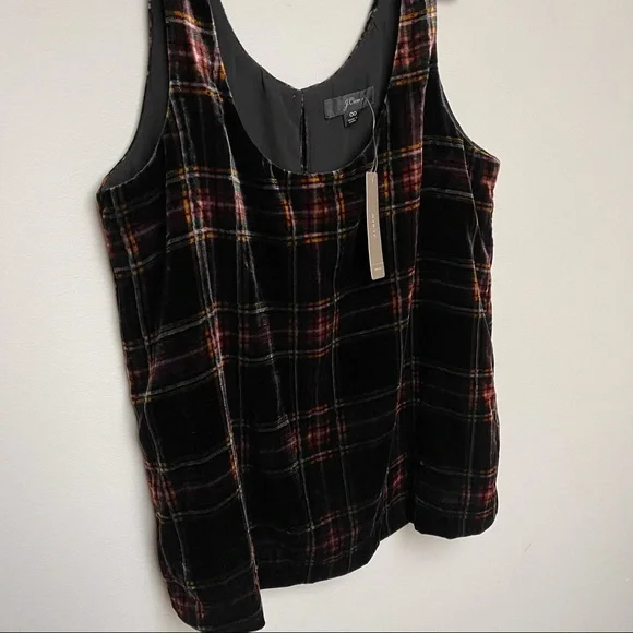 J. Crew Velour Plaid Top