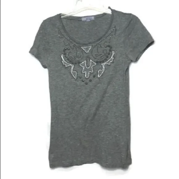 4/$25 J Crew beaded grey T-shirt. Size XS.
