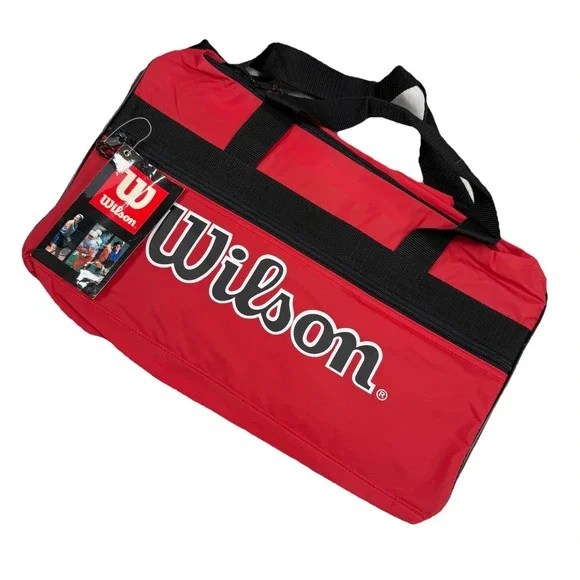 Vintage 90's Wilson Tennis Duffle Gym Sports Bag Spell Out Red