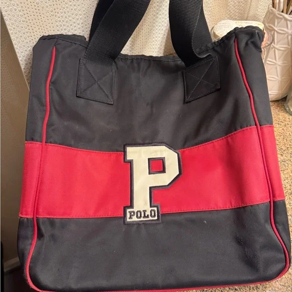 Vinatge‎ Polo by Ralph Lauren Black and Red Tote Bag