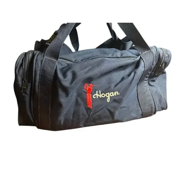 Vintage Ben Hogan Golf Duffle Bag Blue Red White Pockets Shoulder Strap Handles