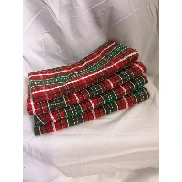 Sur La Table Red Green Plaid 100% Cotton 20