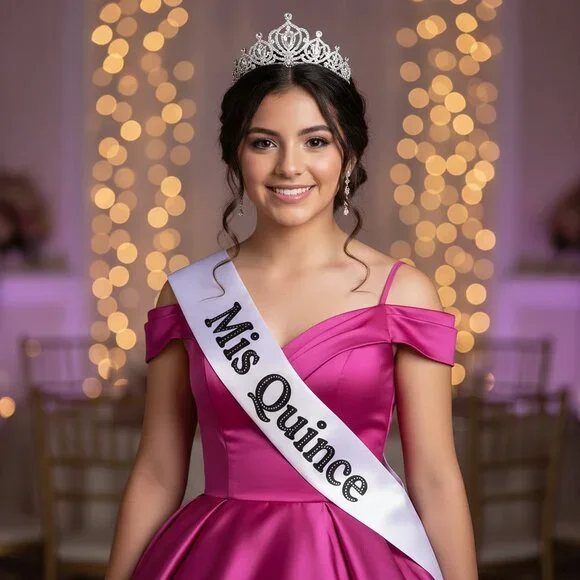Forum Novelties Mis Quince White Satin Sash Spanish Birthday Party Favor Gift