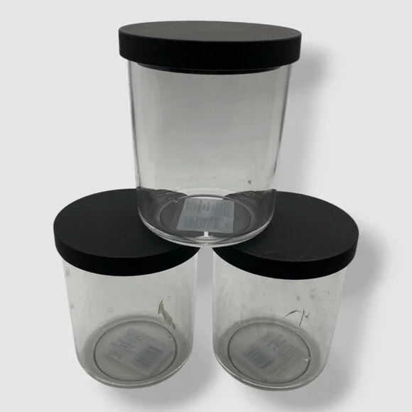 Neat Method Black Matte Small Round Airtight Seal Lid Canister Set of 3