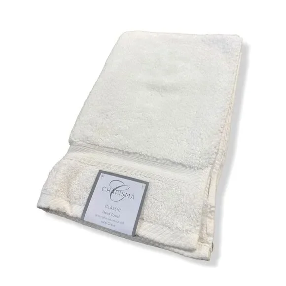 $14 Charisma White Classic Hand Towel Shower Gym Spa Bathroom Hand Towel