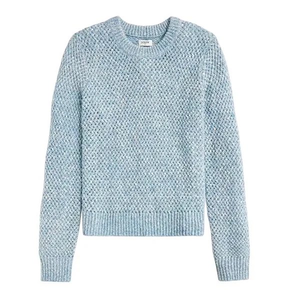 NEW J. CREW‎ Factory Honeycomb-stitch crewneck sweater in light blue Size XS