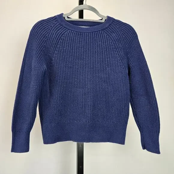 J. Crew Cotton‎ Fisherman Sweater Navy Blue Ribbed Knit Relaxed Preppy XXS