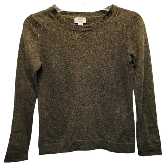 J. Crew Heathered Green Cotton / Wool Blend Teddie Sweater - Size XS