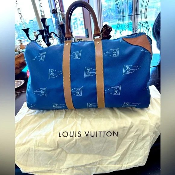 LOUIS VUITTON 45 Vintage Americas Cup Keepall Dust Bag, Lock & Key & Tag EUC