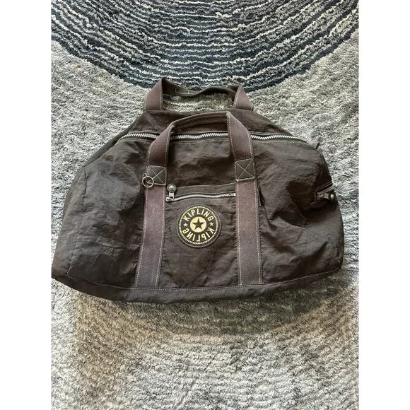 Vintage Kipling Brand Nylon Water Repellent Duffle Luggage Bag, Top Handle Carry