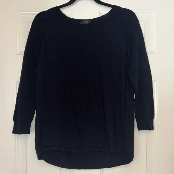 J. Crew Merino Wool Knit Pullover Sweater XL Blue Lightweight Minimalist Classic