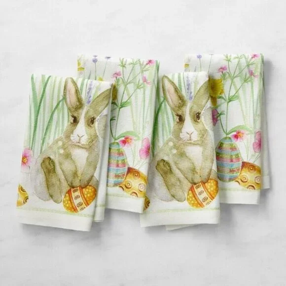 Williams Sonoma Roger‎ Printed Napkins Set of 4 Exclusive Current Style Easter