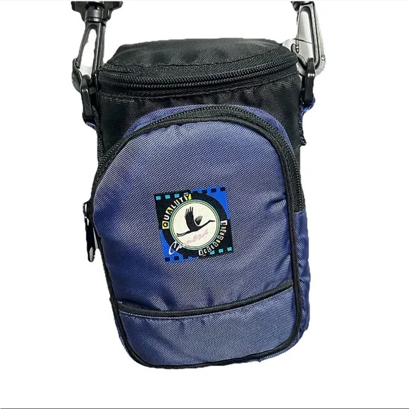Vtg Small Camera Bag Point and Shoot Crossbody Accessory Blue Belt Bag 90s