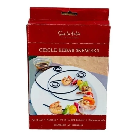 Sur La Table Circle Kebab Skewers Black Metal Grill BBQ Set of 4 15