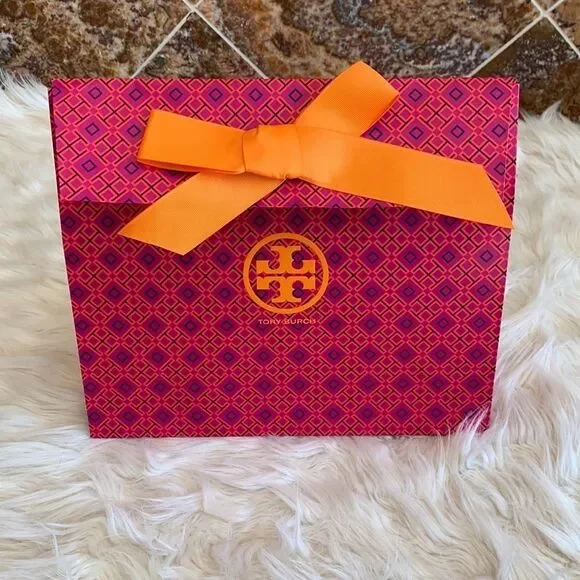 Tory Burch Tile T-Print Medium Pink Purple Paper Shopping Bag