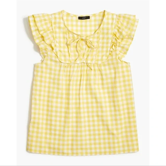 J.CREW Flutter Gingham Blouse In Yellow