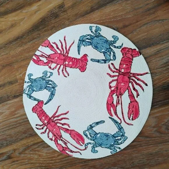 Lobster & Crab Woven Round Cotton Table Mat 15
