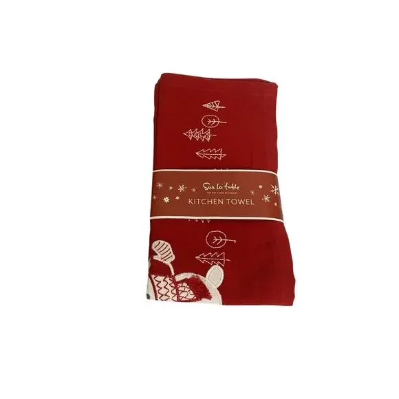 Sur la table Red Kitchen Towel Jacquard Snowman 18