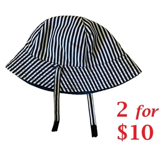 Baby Bucket Hat 12 to 18M Recycled Polyester Striped Navy White