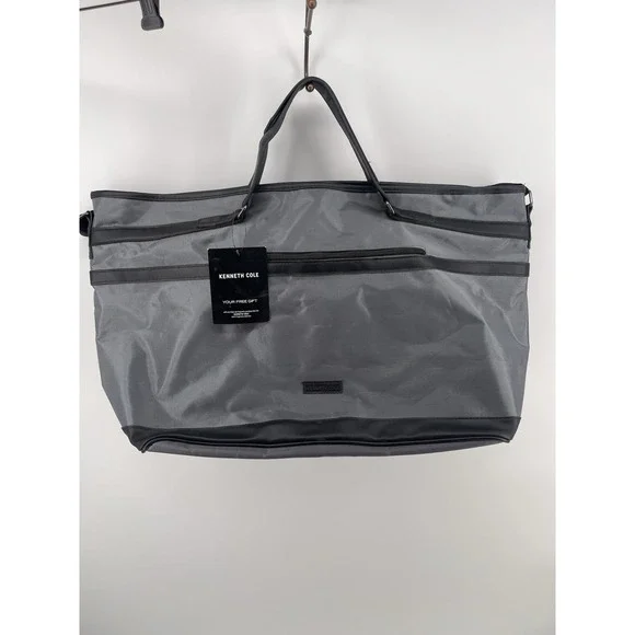 Kenneth Cole Gray Black Weekender Travel Duffel Tote Bag New With Tag