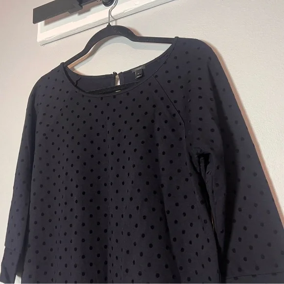 J. Crew Ponte Blouse Top Women Size Small Black Velvet Polka Dot Keyhole