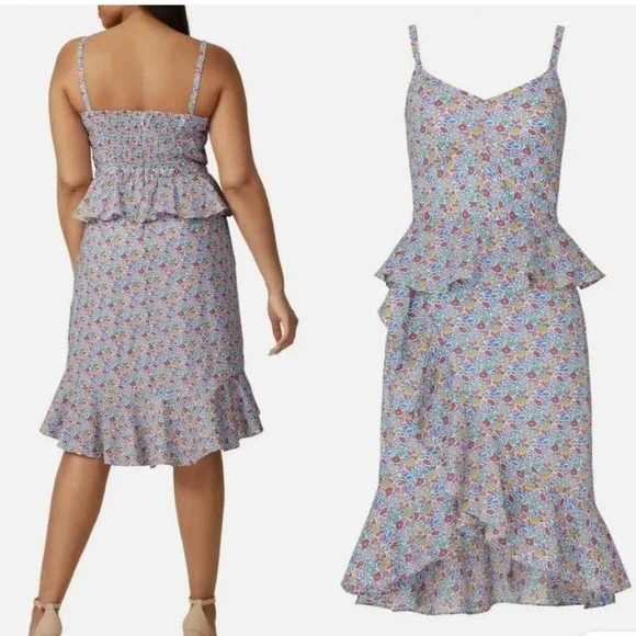 J. Crew Liberty London‎ Floral Ruffle Dress High Low Hem Size 6