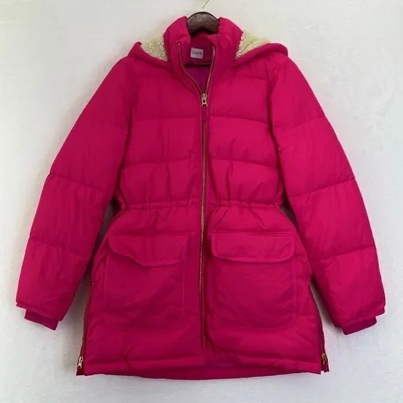 J.Crew Chateau Neon Pink Puffer Jacket