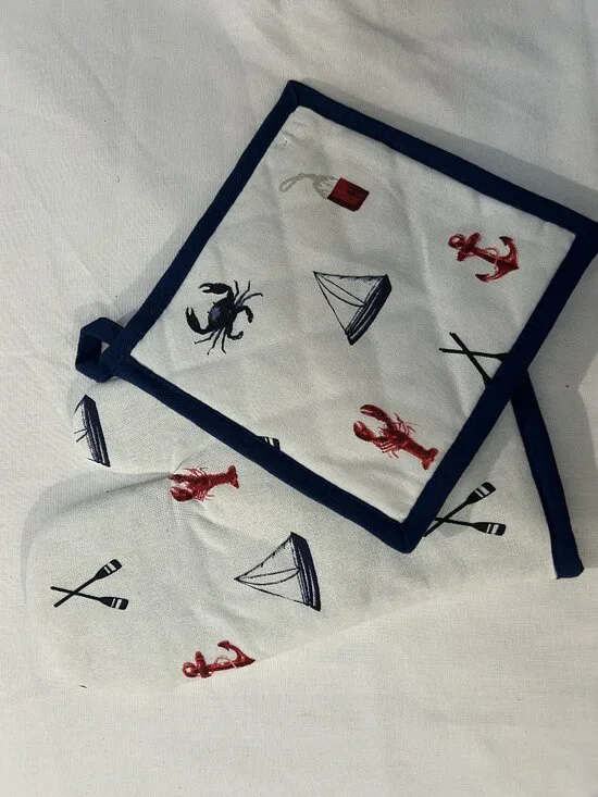 ⚓ Sur La Table Nautical Pot Holders — Set of 2 | New