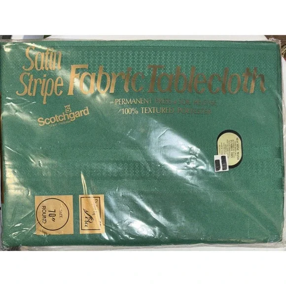 Elrene Satin‎ Stripe Fabric Green Tablecloth Diana No 5350 70