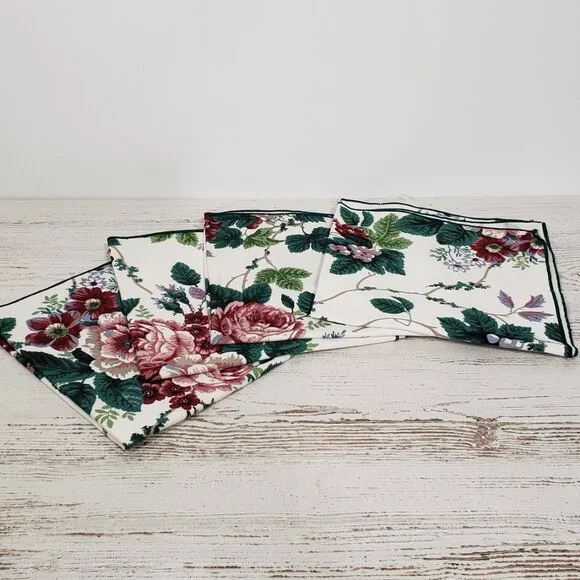 4 Cotton Floral Napkins with Grapes 16