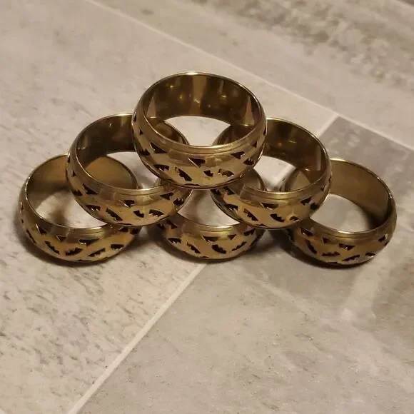 Vintage Set of 6 Brass Napkin Rings