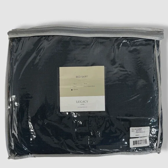$375 Legacy Blue Jefferson Queen Dust Linen Bedskirt Size 60