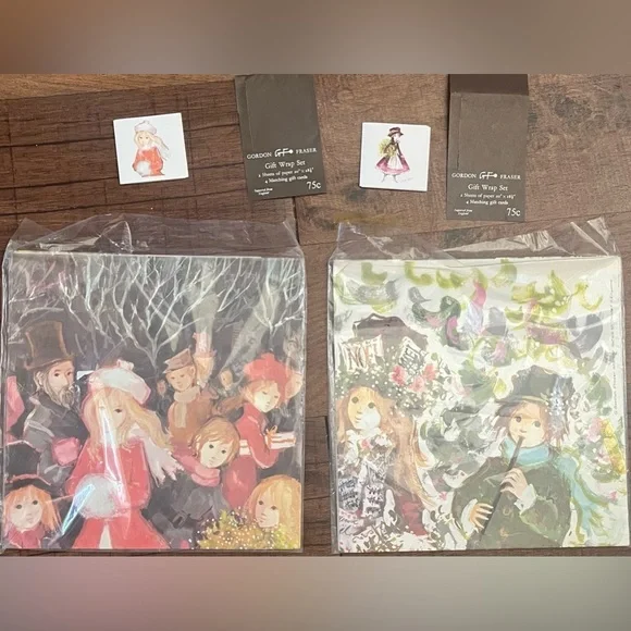Vintage Gordon Fraser gift wrap 4 sheets & 8 gift cards all brand new