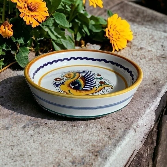 Sur La Table Dragon Print Ceramic Bowl Coaster 5.5